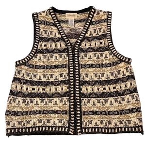 LG St. John's Bay Wool Blend Zip Knit Sweater Vest Folk Nordic